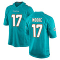 Tlead M.Dolphins #17 Trey Moore Player Aqua Home Game Stitched Jerseys