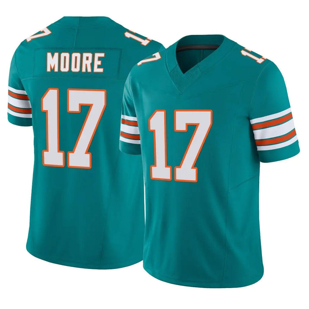 Tlead M.Dolphins #17 Trey Moore Player Aqua Limited Alternate Vapor F.U.S.E. Home Game Stitched Jerseys
