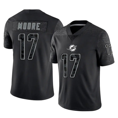 Tlead M.Dolphins #17 Trey Moore Player Black Reflective Limited Game Stitched Jerseys