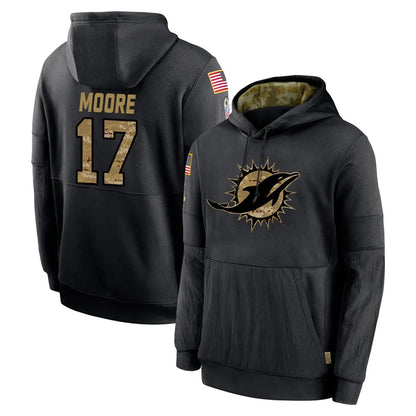 Tlead M.Dolphins #17 Trey Moore Player Black Salute to Service Hoodies Limited Game Stitched Jerseys