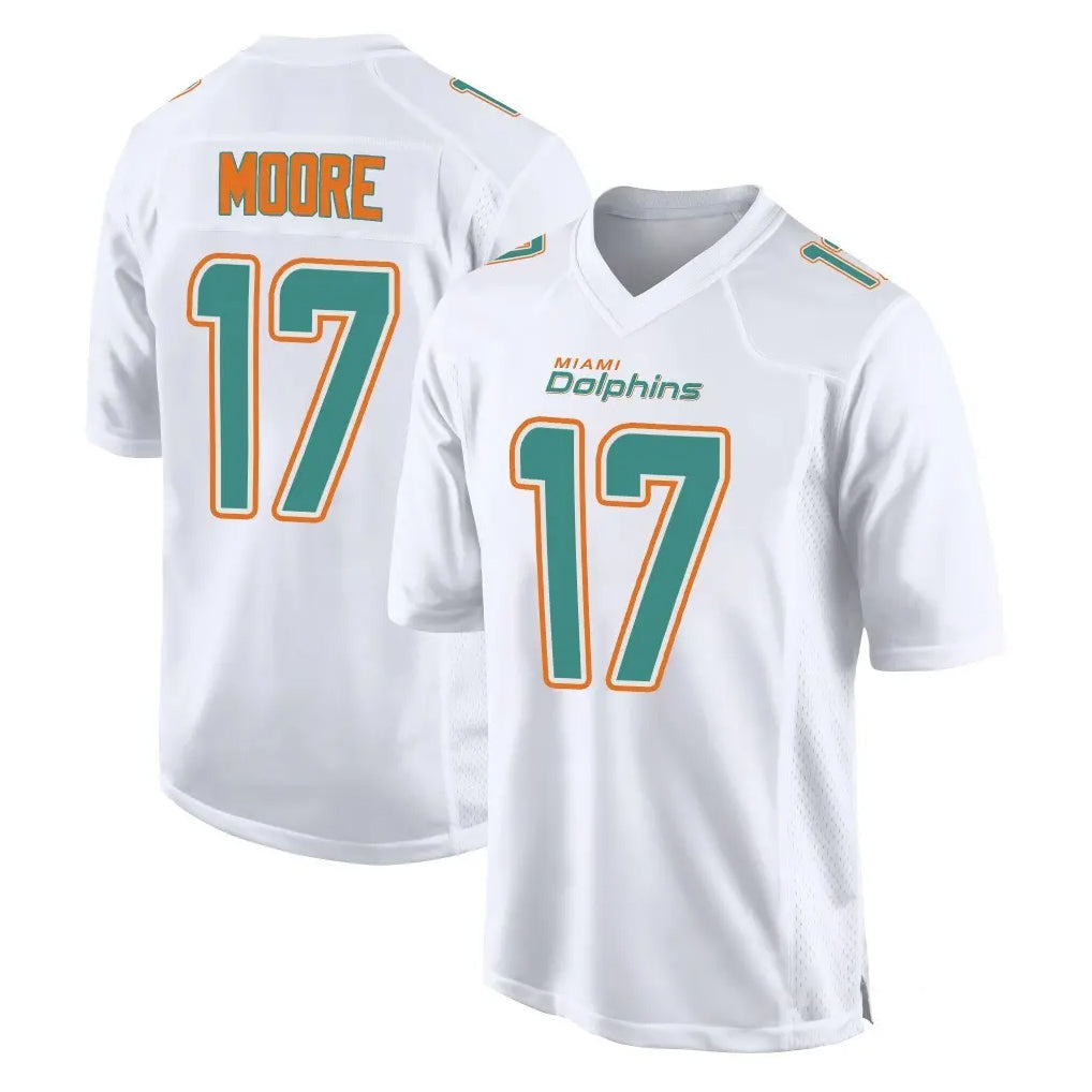 Tlead M.Dolphins #17 Trey Moore Player White Fashion Home Game Stitched Jerseys