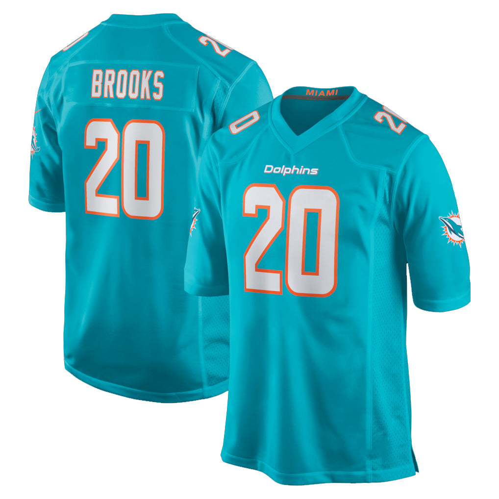 Tlead M.Dolphins #20 Jordyn Brooks Player Aqua Home Game Stitched Jerseys