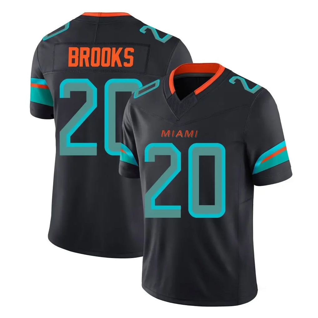 Tlead M.Dolphins #20 Jordyn Brooks Player Black Limited Pitch Rivalries Collection Home Game Stitched Jerseys