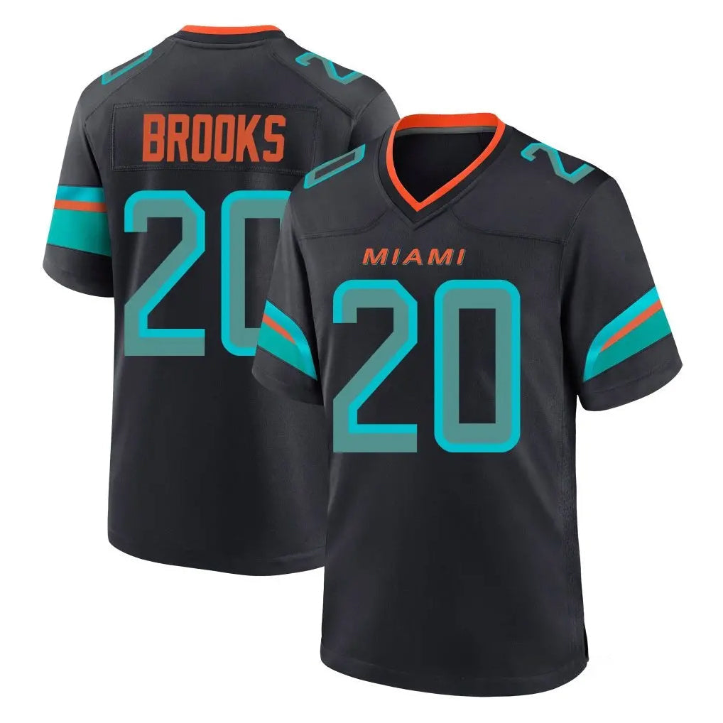 Tlead M.Dolphins #20 Jordyn Brooks Player Black Pitch Rivalries Collection Home Game Stitched Jerseys