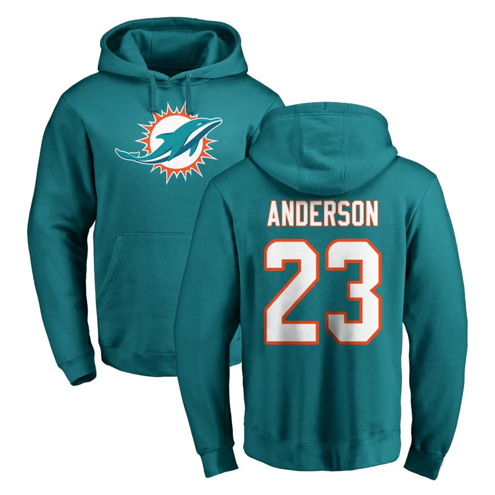 Tlead M.Dolphins #23 Zayne Anderson Player Aqua LOGO Pullover Hoodies Limited Stitched Jerseys