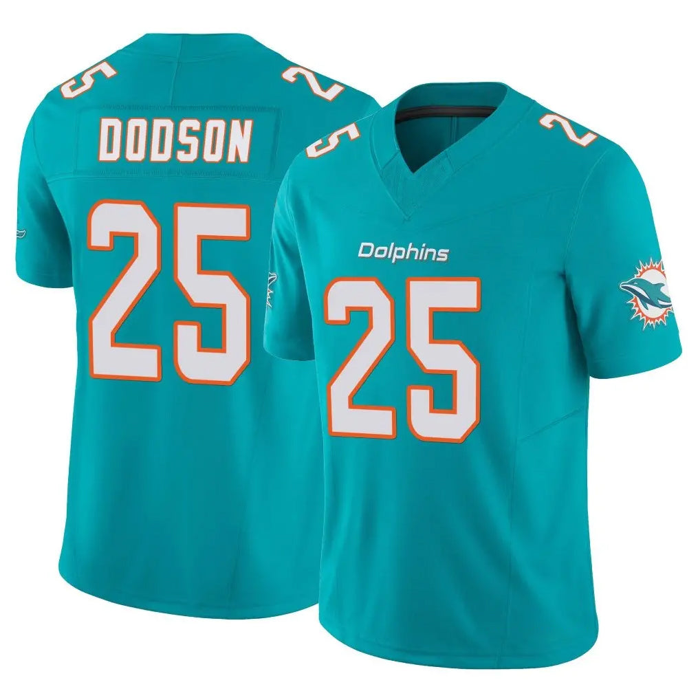 Tlead M.Dolphins #25 Tyrel Dodson Player Aqua Limited Vapor F.U.S.E. Home Game Stitched Jerseys