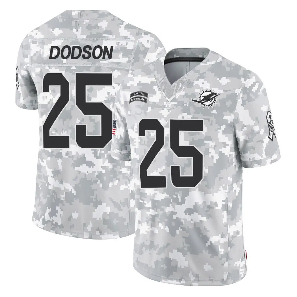Tlead M.Dolphins #25 Tyrel Dodson Player Arctic Camo Salute To Service Limited Game Stitched Jerseys