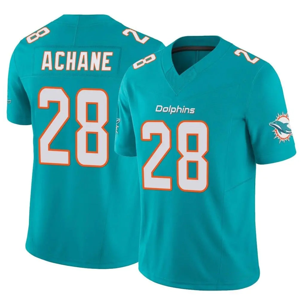 Tlead M.Dolphins #28 De'Von Achane Player Aqua Limited Vapor F.U.S.E. Home Game Stitched Jerseys