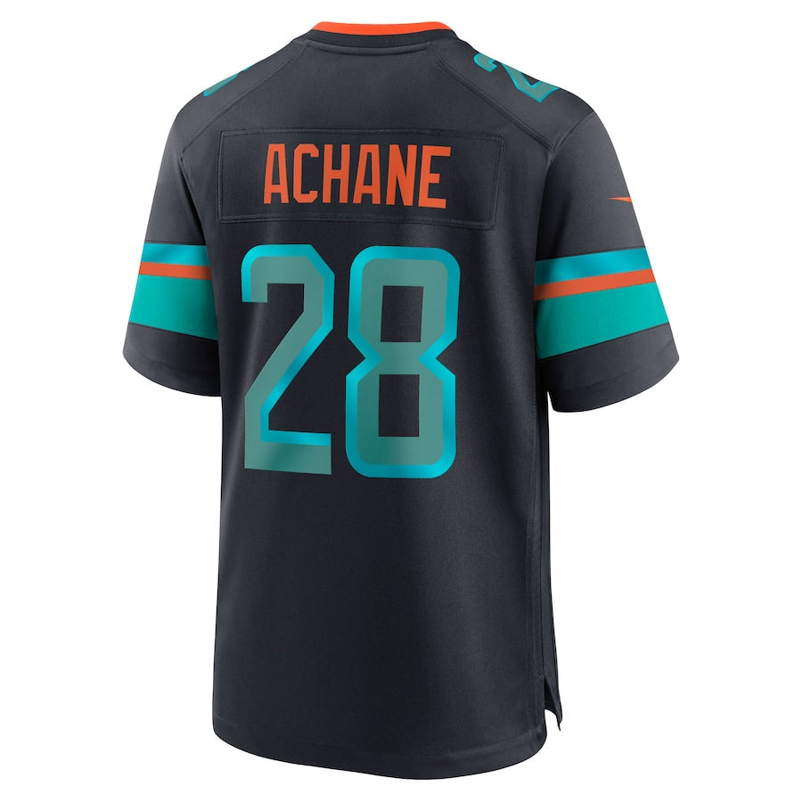Tlead M.Dolphins #28 De?¡¥Von Achane Player Blue Rivalries Collection Game Stitched Jersey