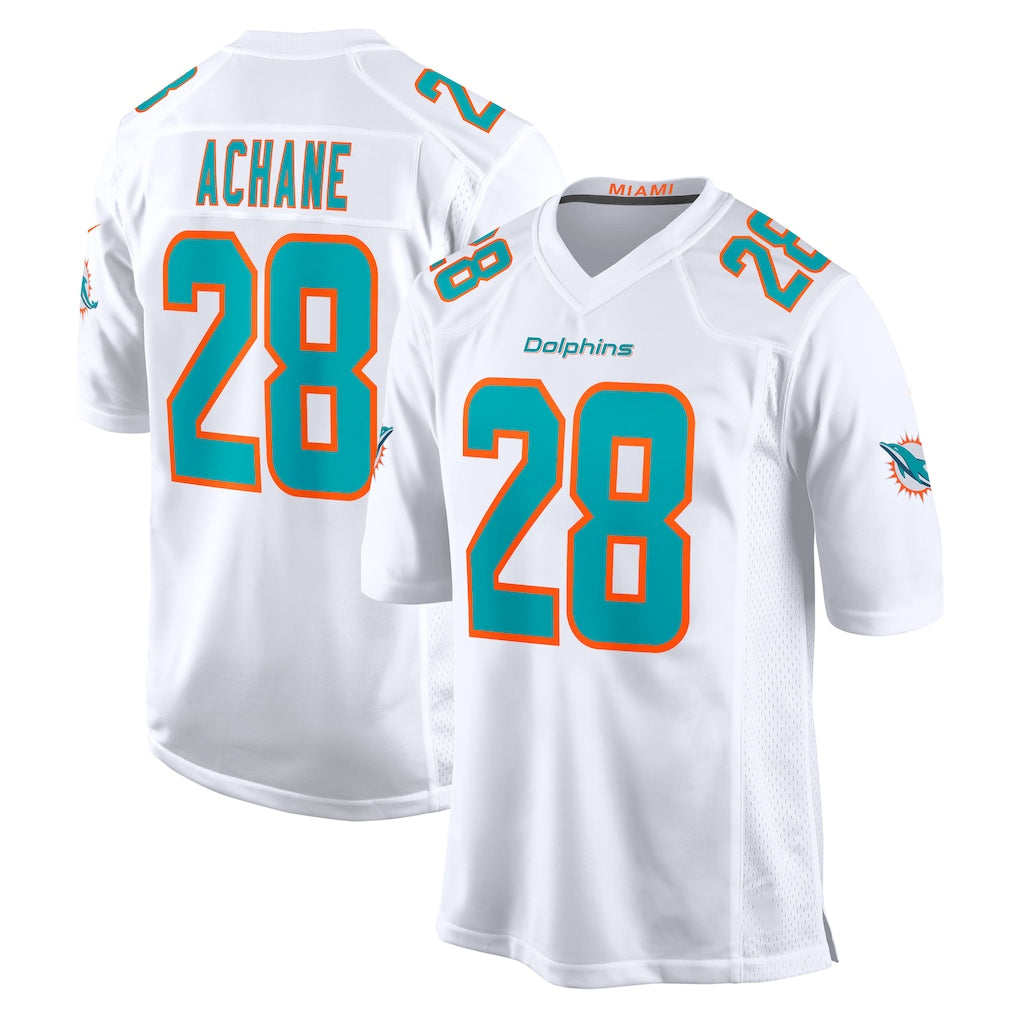 Tlead M.Dolphins #28 De'Von Achane Player White Limited Home Game Stitched Jerseys
