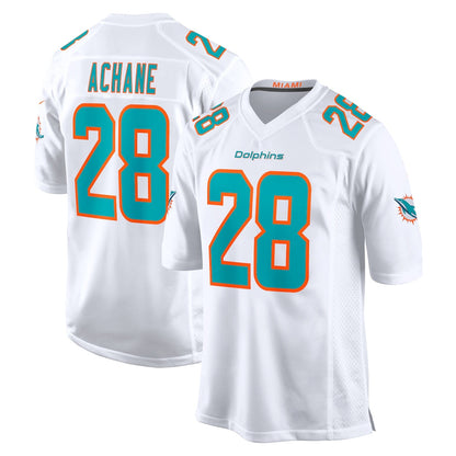 Tlead M.Dolphins #28 De'Von Achane Player White Limited Home Game Stitched Jerseys