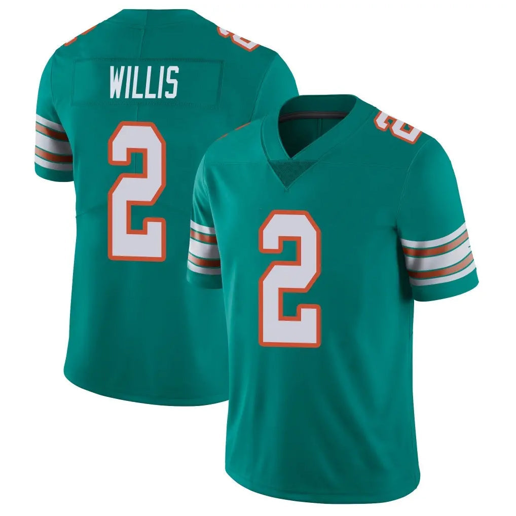 Tlead M.Dolphins #2 Malik Willis Player Aqua Limited Alternate Vapor Untouchable Home Game Stitched Jerseys