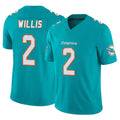 Tlead M.Dolphins #2 Malik Willis Player Aqua Limited Vapor F.U.S.E. Home Game Stitched Jerseys