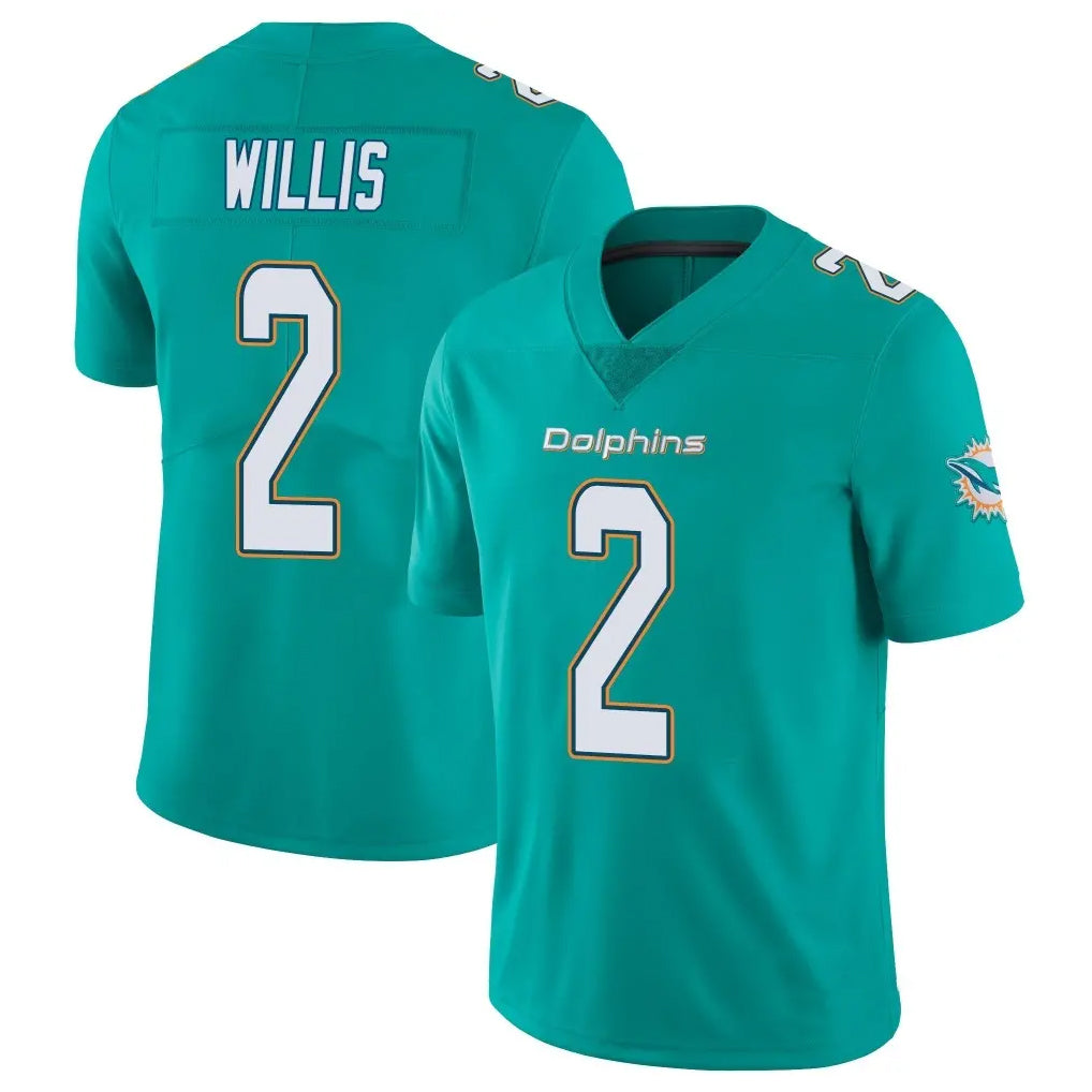 Tlead M.Dolphins #2 Malik Willis Player Aqua Limited Vapor Untouchable Home Game Stitched Jerseys