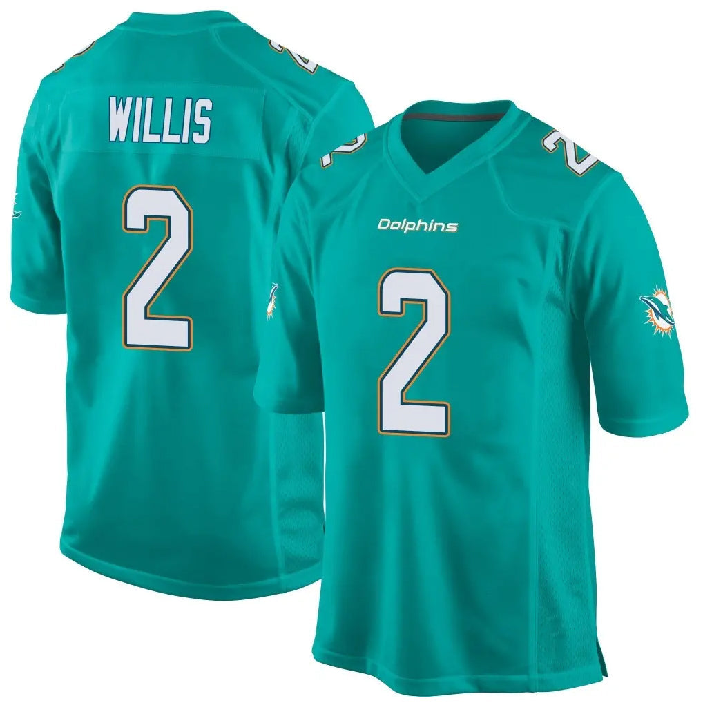 Tlead M.Dolphins #2 Malik Willis Player Aqua Team Color Home Game Stitched Jerseys