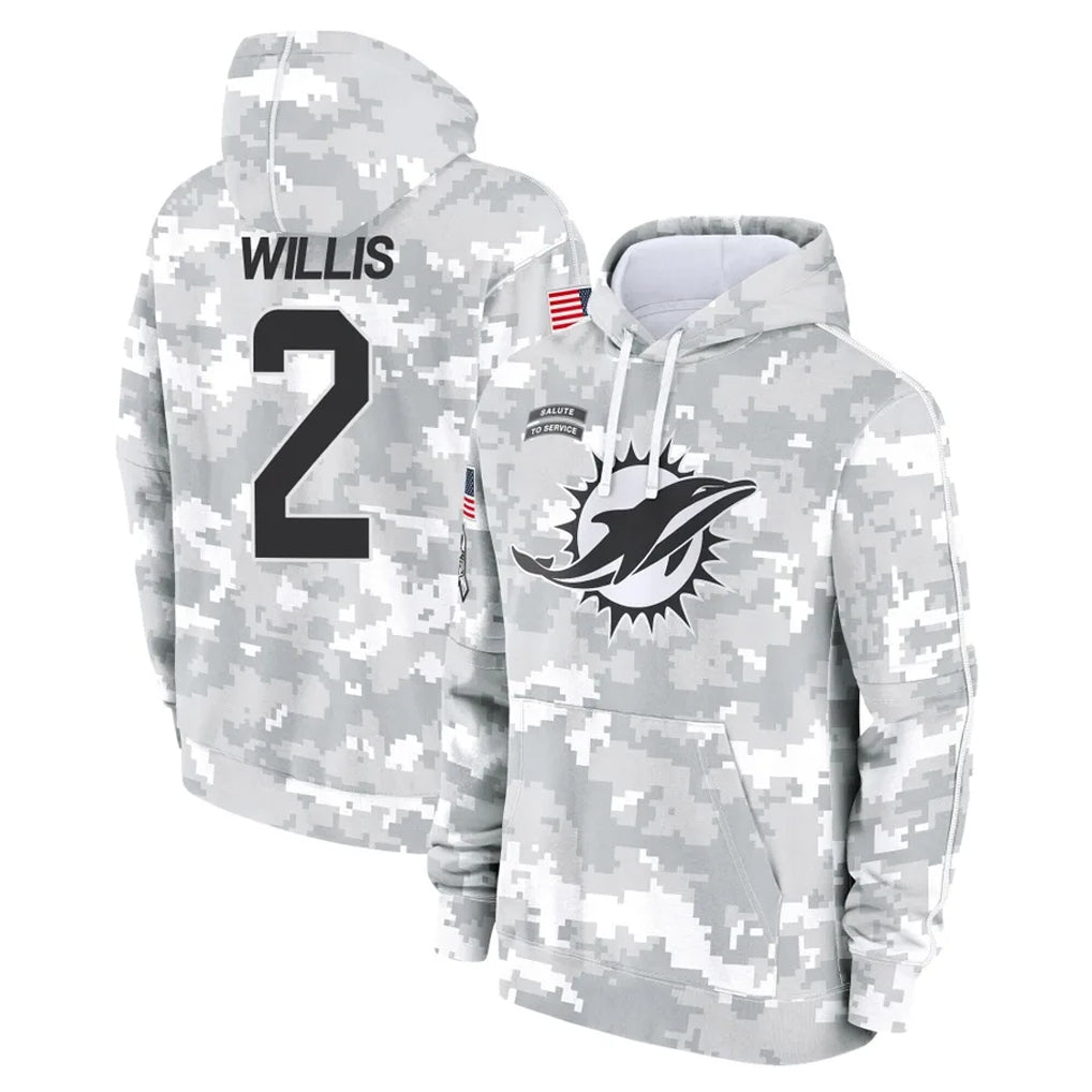 Tlead M.Dolphins #2 Malik Willis Player Arctic Camo Salute to Service Hoodies Limited Game Stitched Jerseys