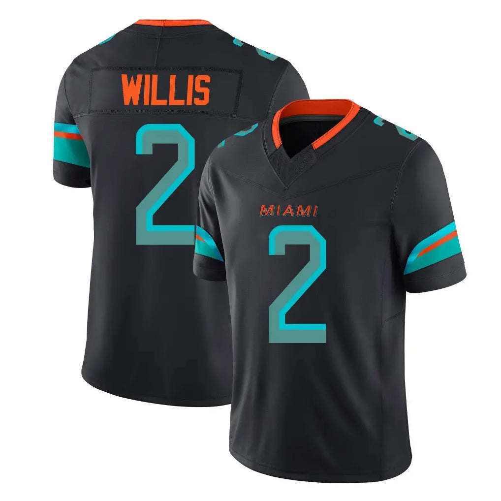 Tlead M.Dolphins #2 Malik Willis Player Black Limited Pitch Rivalries Collection Home Game Stitched Jerseys