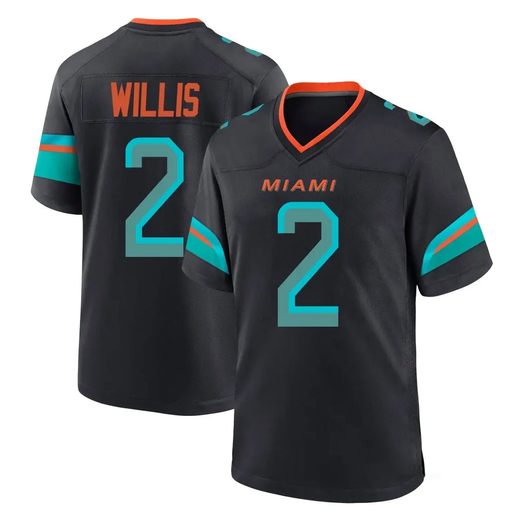 Tlead M.Dolphins #2 Malik Willis Player Black Pitch Rivalries Collection Home Game Stitched Jerseys