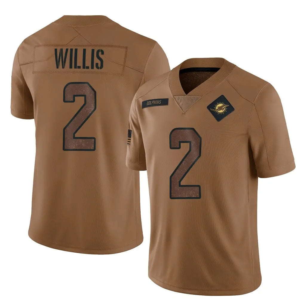 Tlead M.Dolphins #2 Malik Willis Player Brown Salute To Service Limited Stitched Jerseys