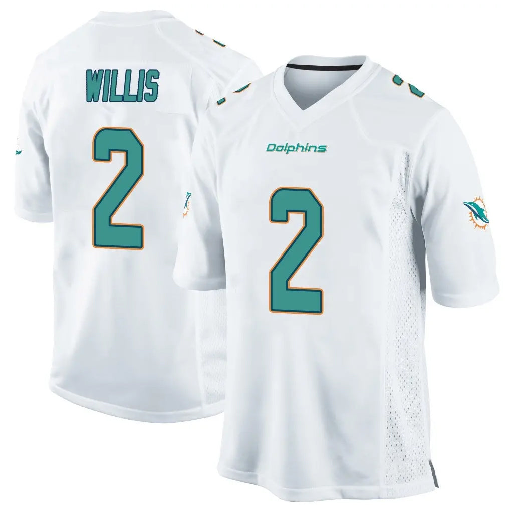 Tlead M.Dolphins #2 Malik Willis Player White Home Game Stitched Jerseys
