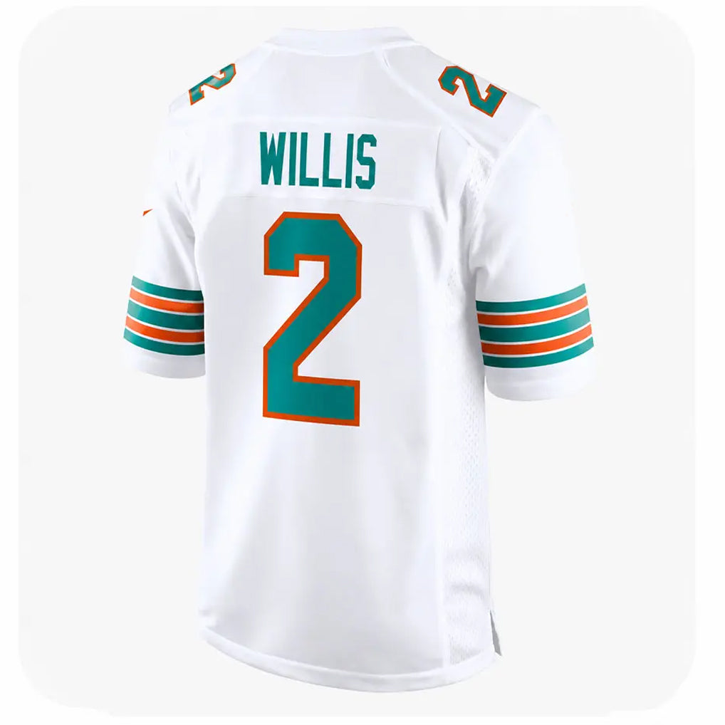 Tlead M.Dolphins #2 Malik Willis Player White Limited Home Game Stitched Jerseys