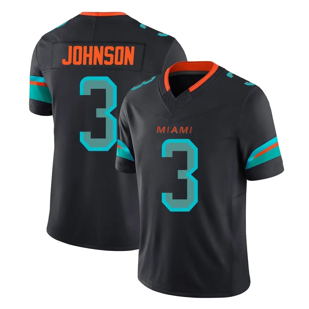 Tlead M.Dolphins #3 Chris Johnson Player Black Limited Pitch Rivalries Collection Home Game Stitched Jerseys