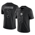 Tlead M.Dolphins #3 Chris Johnson Player Black Reflective Limited Game Stitched Jerseys