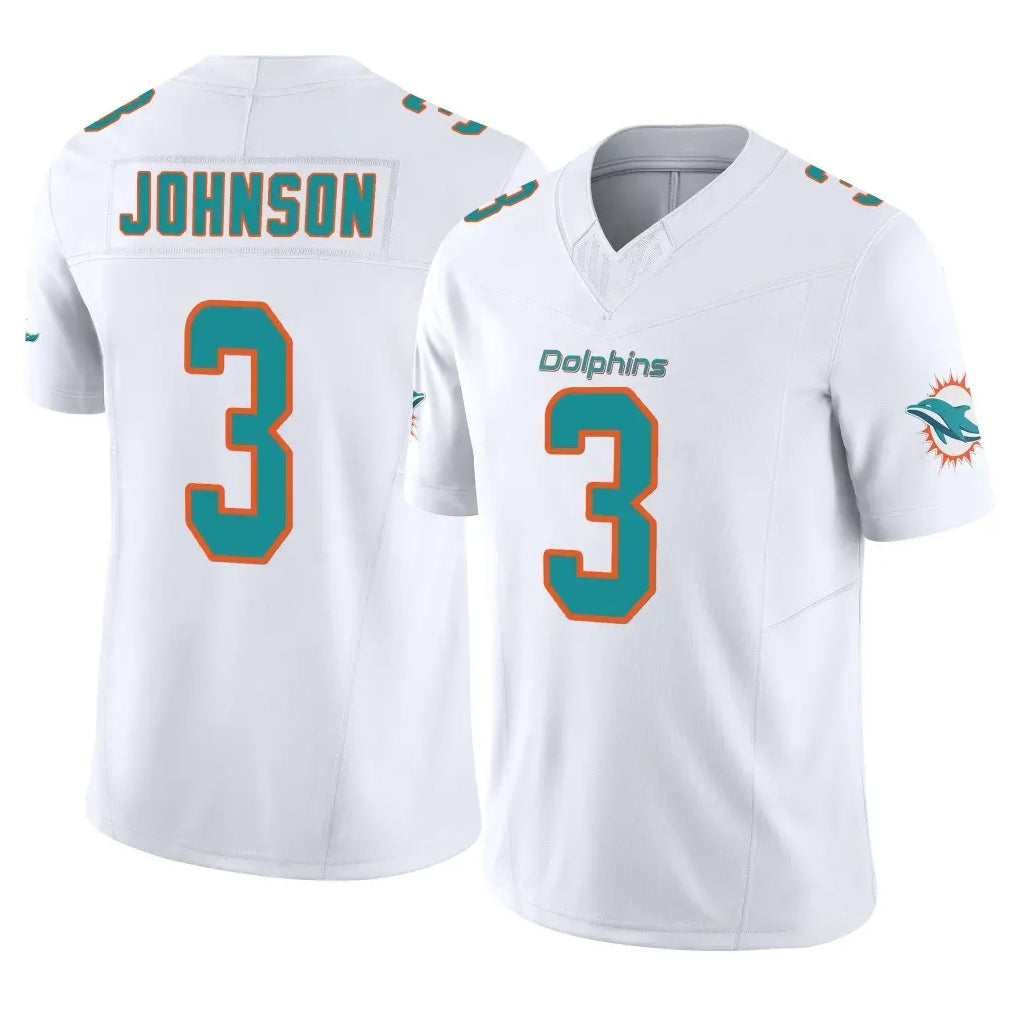 Tlead M.Dolphins #3 Chris Johnson Player White Limited Vapor F.U.S.E. Home Game Stitched Jerseys