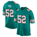 Tlead M.Dolphins #52 Patrick Paul Player Aqua Alternate Home Game Stitched Jerseys
