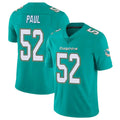 Tlead M.Dolphins #52 Patrick Paul Player Aqua Limited Vapor Untouchable Home Game Stitched Jerseys