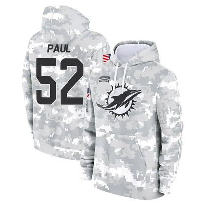 Tlead M.Dolphins #52 Patrick Paul Player Arctic Camo Salute to Service Hoodies Limited Game Stitched Jerseys
