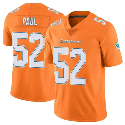 Tlead M.Dolphins #52 Patrick Paul Player Orange Limited Home Game Stitched Jerseys