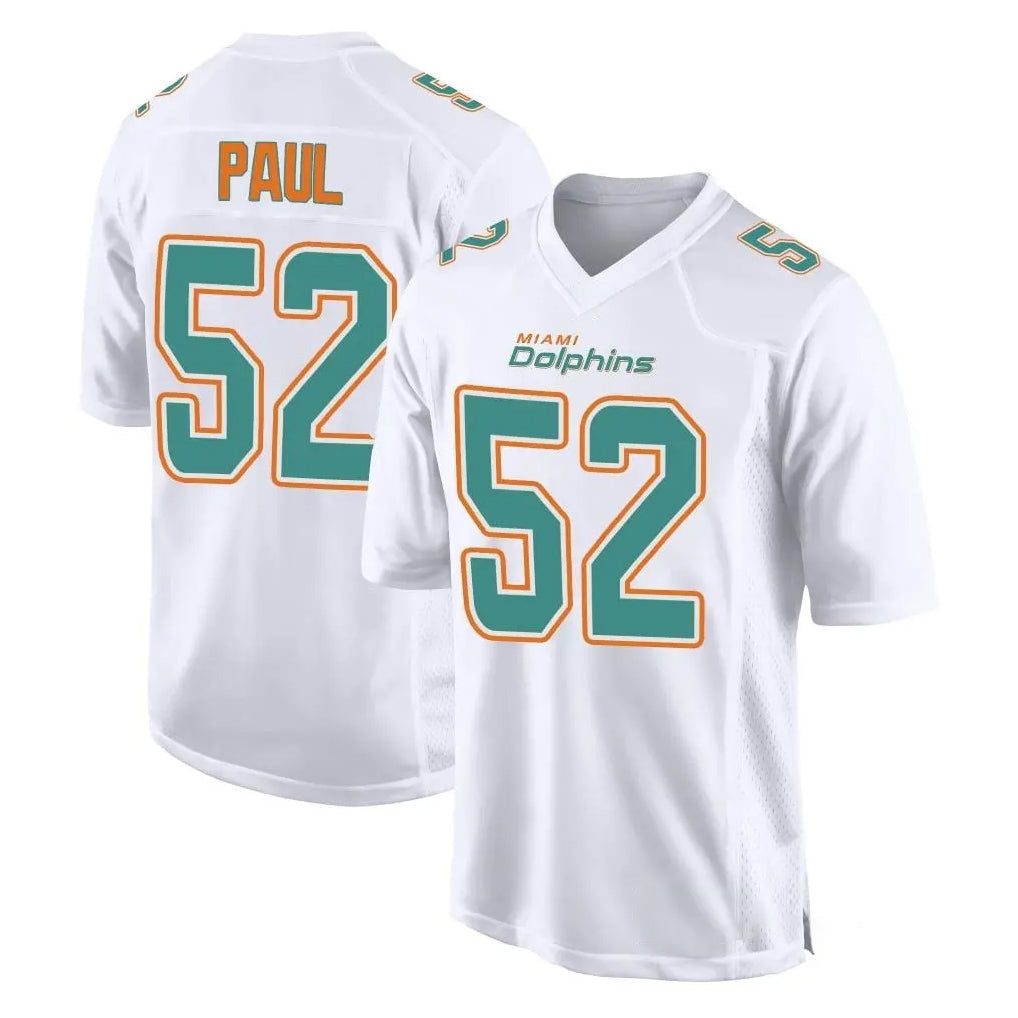 Tlead M.Dolphins #52 Patrick Paul Player White Fashion Home Game Stitched Jerseys