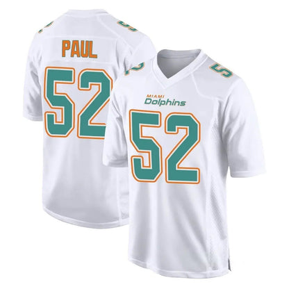 Tlead M.Dolphins #52 Patrick Paul Player White Fashion Home Game Stitched Jerseys
