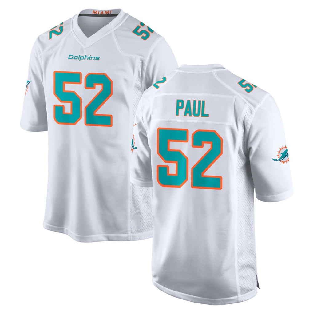 Tlead M.Dolphins #52 Patrick Paul Player White Limited Home Game Stitched Jerseys