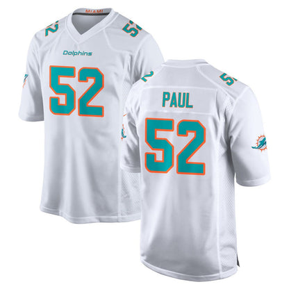 Tlead M.Dolphins #52 Patrick Paul Player White Limited Home Game Stitched Jerseys