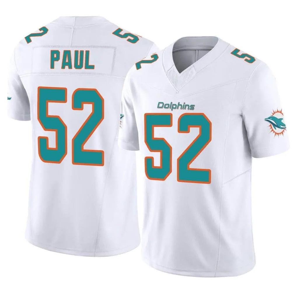 Tlead M.Dolphins #52 Patrick Paul Player White Limited Vapor F.U.S.E. Home Game Stitched Jerseys