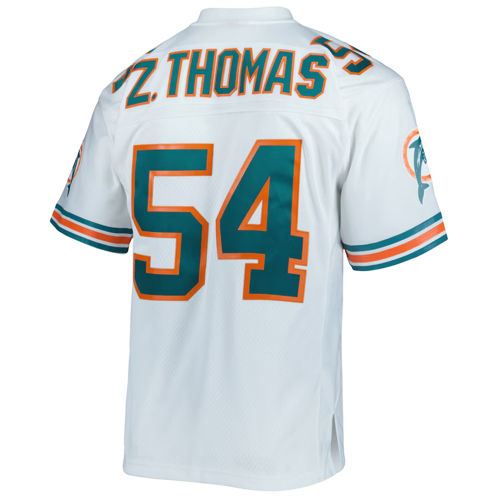 Tlead M.Dolphins #54 Zach Thomas Mitchell & Ness White Legacy Replica Jersey Stitched Puhic