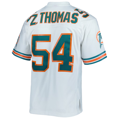 Tlead M.Dolphins #54 Zach Thomas Mitchell & Ness White Legacy Replica Jersey Stitched Puhic