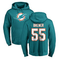 Tlead M.Dolphins #55 Aaron Brewer Player Aqua LOGO Pullover Hoodies Limited Stitched Jerseys