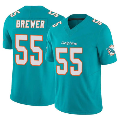 Tlead M.Dolphins #55 Aaron Brewer Player Aqua Limited Vapor F.U.S.E. Home Game Stitched Jerseys