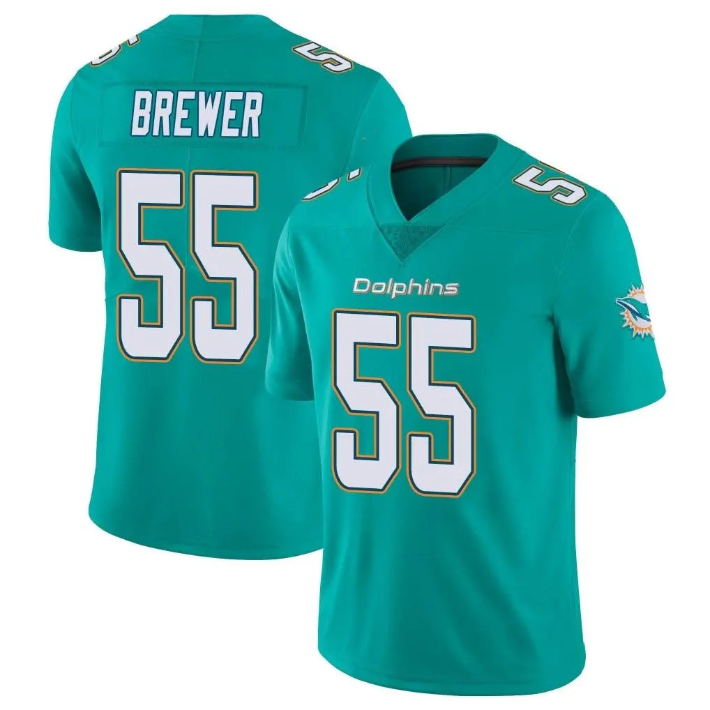 Tlead M.Dolphins #55 Aaron Brewer Player Aqua Limited Vapor Untouchable Home Game Stitched Jerseys