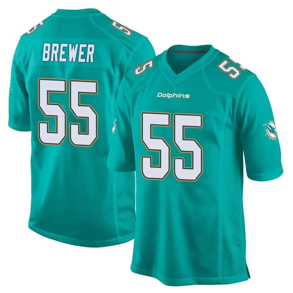 Tlead M.Dolphins #55 Aaron Brewer Player Aqua Team Color Home Game Stitched Jerseys