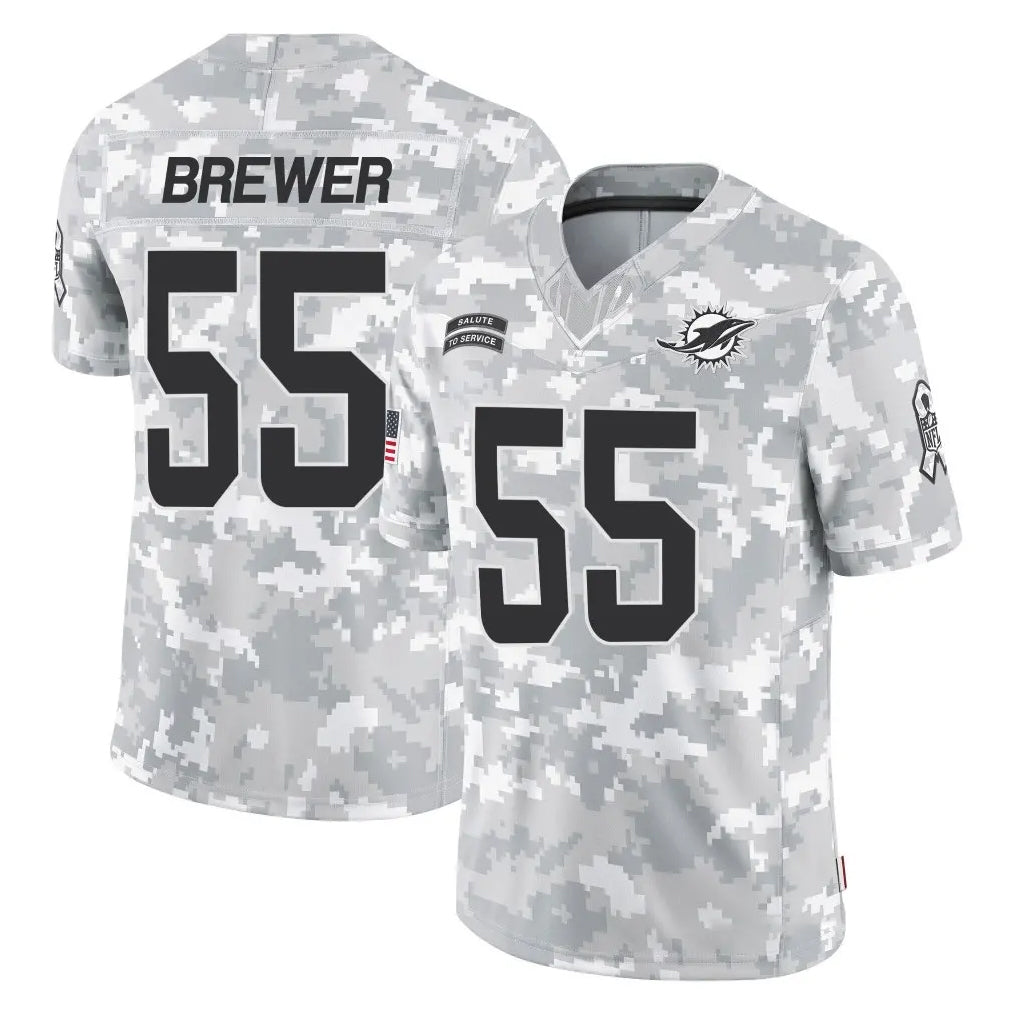 Tlead M.Dolphins #55 Aaron Brewer Player Arctic Camo Salute To Service Limited Game Stitched Jerseys