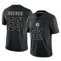 Tlead M.Dolphins #55 Aaron Brewer Player Black Reflective Limited Game Stitched Jerseys