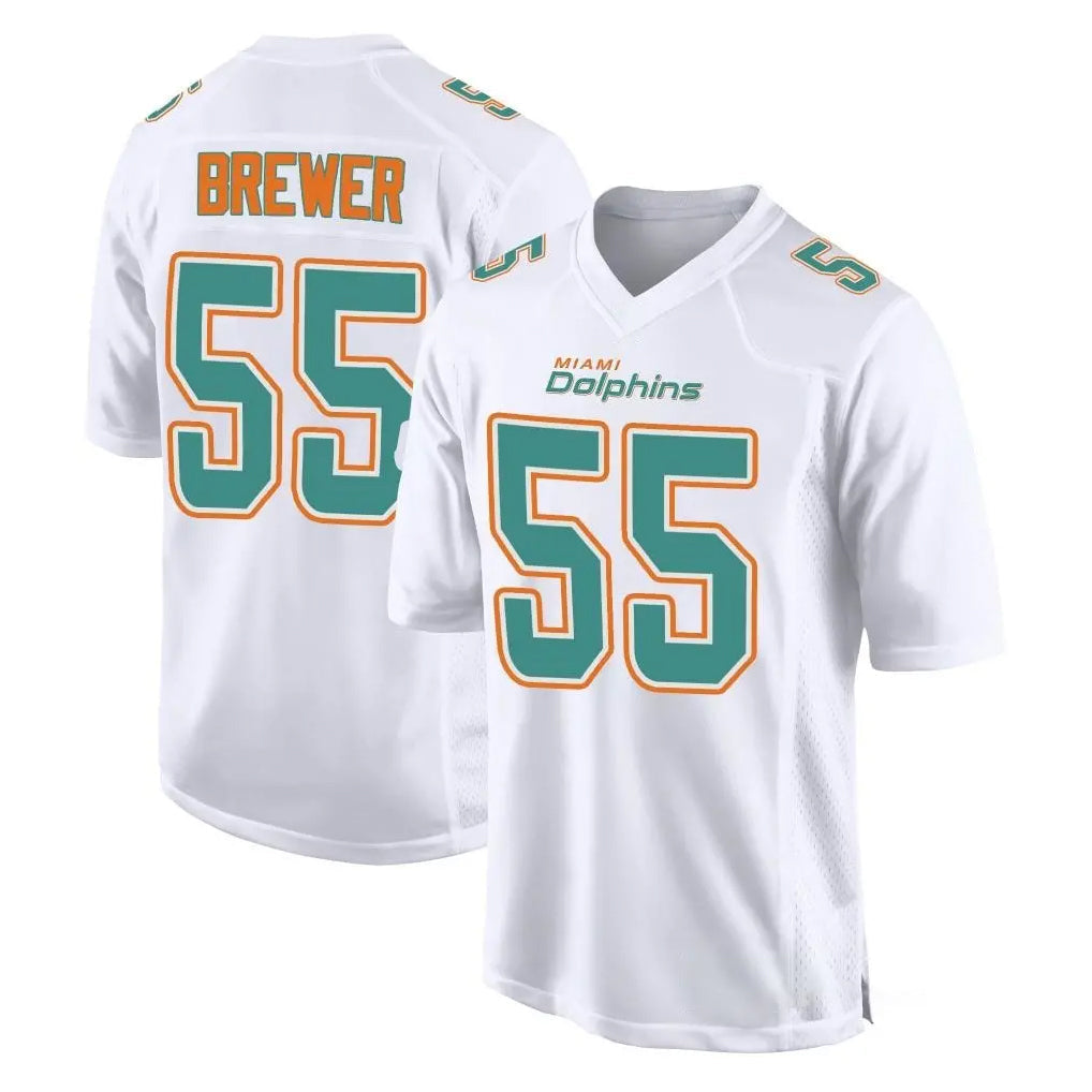 Tlead M.Dolphins #55 Aaron Brewer Player White Fashion Home Game Stitched Jerseys