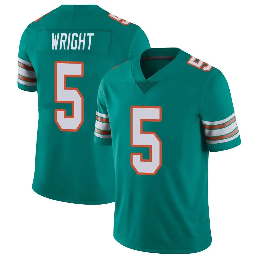 Tlead M.Dolphins #5 Jaylen Wright Player Aqua Limited Alternate Vapor Untouchable Home Game Stitched Jerseys