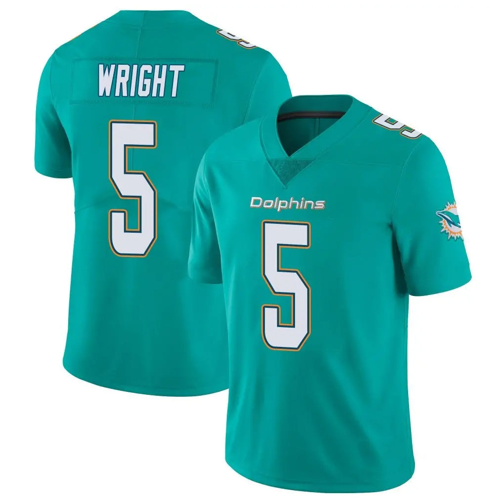 Tlead M.Dolphins #5 Jaylen Wright Player Aqua Limited Vapor Untouchable Home Game Stitched Jerseys