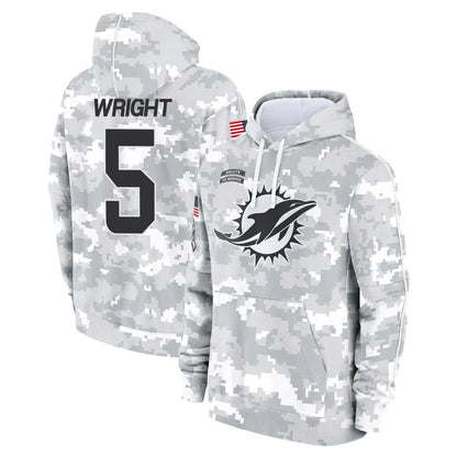 Tlead M.Dolphins #5 Jaylen Wright Player Arctic Camo Salute to Service Hoodies Limited Game Stitched Jerseys