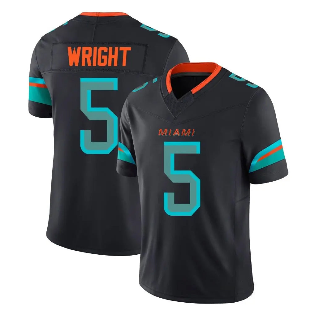 Tlead M.Dolphins #5 Jaylen Wright Player Black Limited Pitch Rivalries Collection Home Game Stitched Jerseys